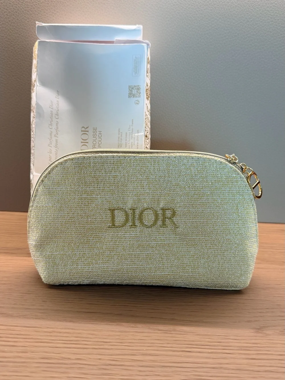 Dior 2024 Holiday Gift Gold Logo Pouch With Gold Star Charm